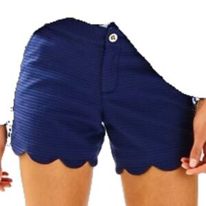 Lilly Pulitzer Buttercup Scallop Shorts, Size 8, Navy Blue